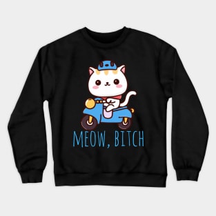 Cute Cat on a Bike Funny Design Crewneck Sweatshirt